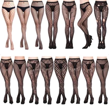 Сексуальные ажурные чулки, эротические Соблазнительные открытые чулки в сетку, женское нижнее белье, эластичные колготки, черные ажурные колготки, чулочно-носочные изделия