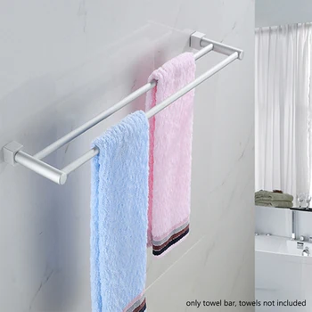 

Bathroom Kitchen Rack Hotel Shelf Wall Mounted Rustproof Towel Bar Hanger Accessories Space Aluminum Modern Home Double Rod