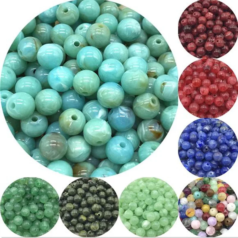 6/8/10mm Round Acrylic Beads Clouds Effect For Jewelry Makeing Bracelet Necklace DIY Accessory | Украшения и аксессуары
