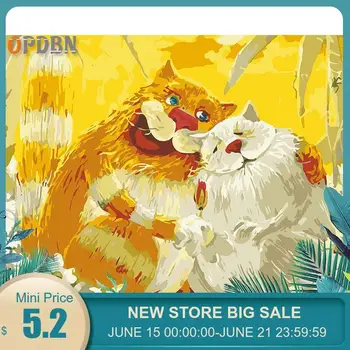 

OPDBN Tainted Frame DIY Painting By Numbers Plant Picture By Numbers For Adults Modern Wall Art Decors Handpainted Diy Gift