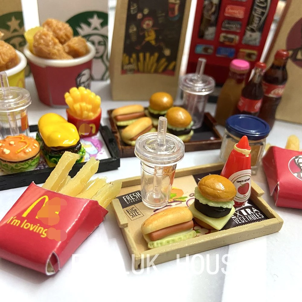 Миниатюрный Кукольный домик гамбургер кока-Кока чипсы фаст-фуд для Blyth