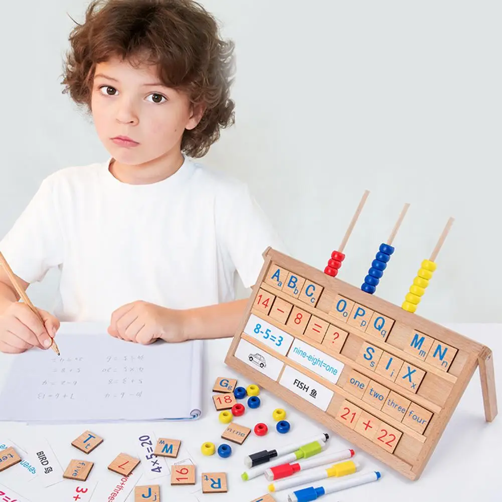 

Wooden English Letters Number Puzzles Learning Painting Board Early Education Toy math teach tool Digital Graphics Cognitive