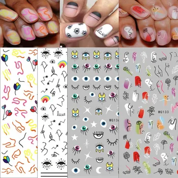 

1 Pcs Abstract Line Pattern Eye Design 3D Nail Sticker Nail Slider Art DIY Decorations Sticker for Manicure DIY Adhesive Tips