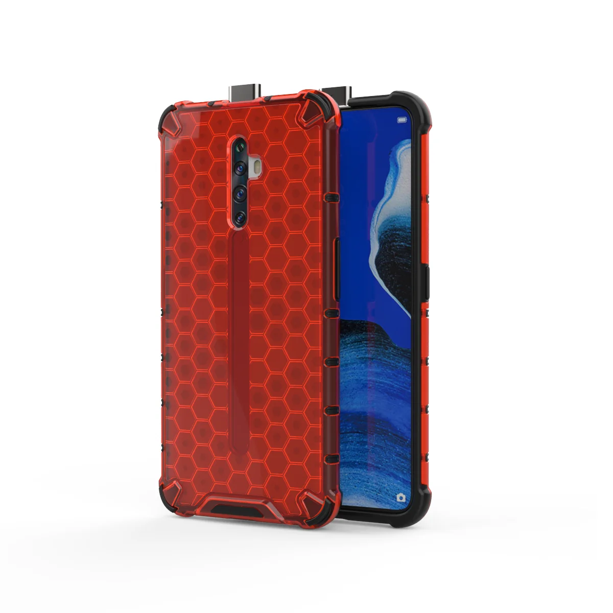Роскошный противоударный прочный армированный чехол для телефона OPPO Realme 5 Pro Q F11 Pro F9 OPPO RENO 2 2Z ACE Гибридный PC+ TPU Защитный чехол - Цвет: Red