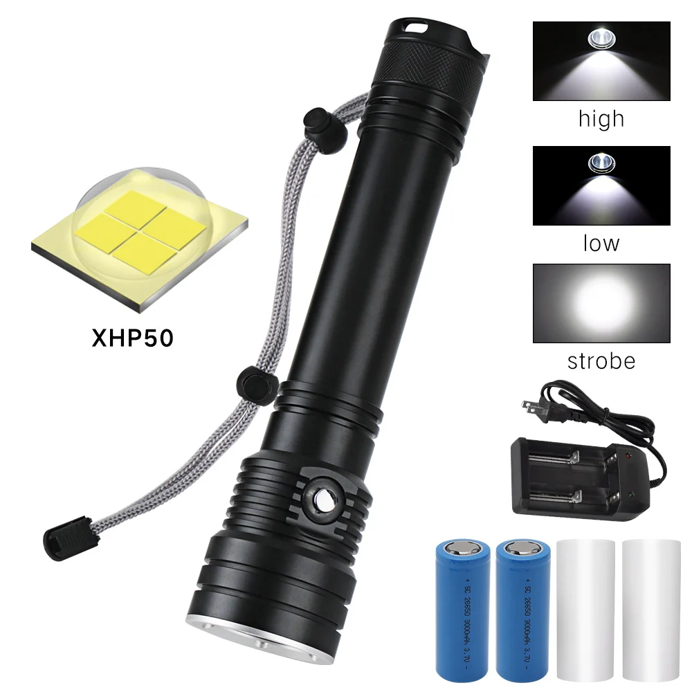 BORUiT XHP50 светодиодный фонарик для подводного плавания IPX8 водонепроницаемый 18650 26650
