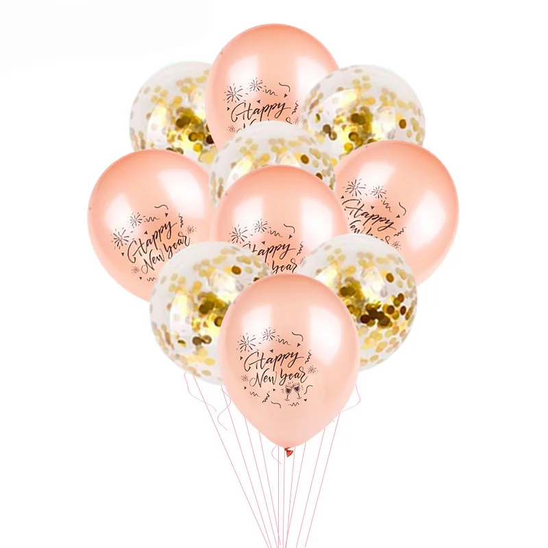happy new year balloons banner photo booth props new year eve party decoration garland cake topper new year supplies - Цвет: 10pcs 12inch