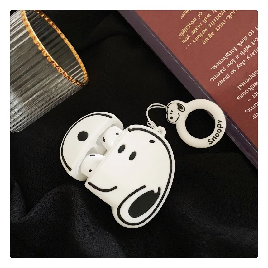 Чехол для наушников s для AirPods, чехол с милой собачкой из мультфильма, чехол для Apple Air pods 2, забавный чехол для наушников, кольцевой ремешок, женский стиль