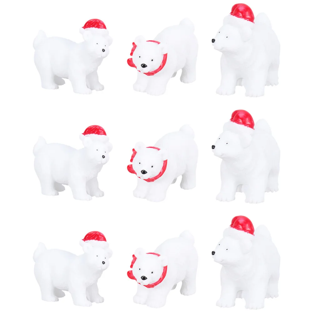 9Pcs Xmas Resin Bear Creative Miniature Polar Landscape Ornament Desktop Adornment Decoration | Дом и сад