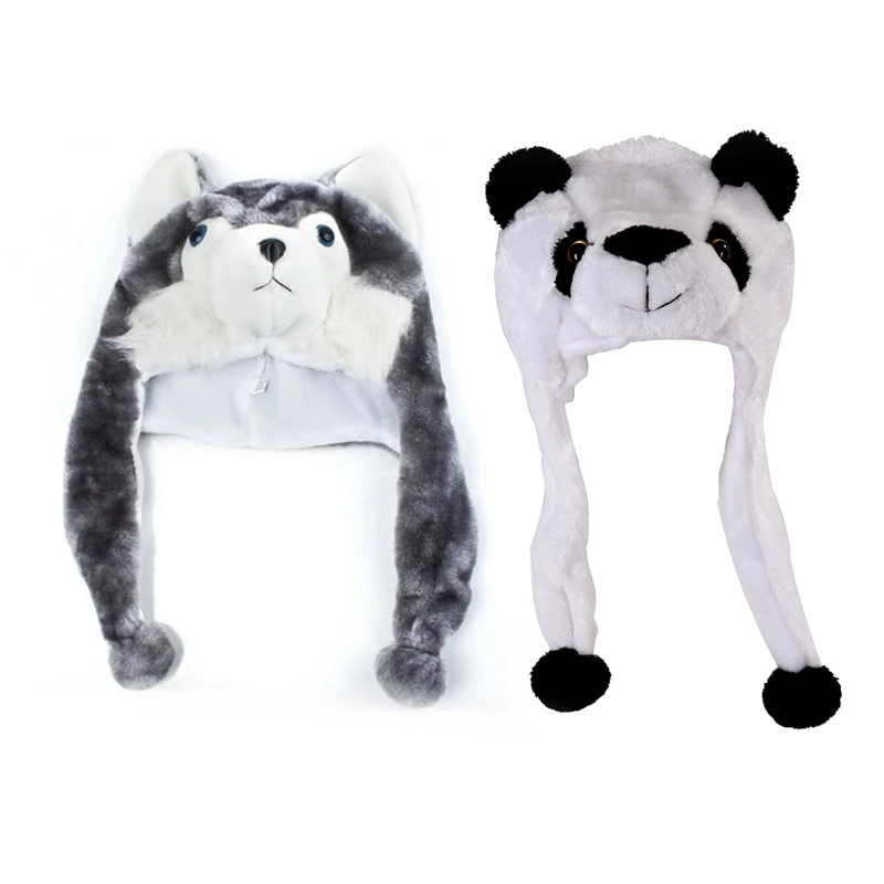 Мультфильм животных Хаски волк пушистая плюшевая шляпа головной убор шарф