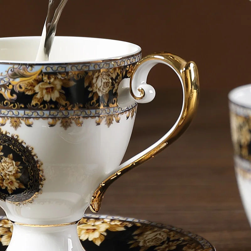 Фарфоровая британская кофейная чашка и блюдце, Роскошный Королевский классический чайный сервиз из костяного фарфора Цзиндэчжэнь, Королевский костяный фарфор HH50BD