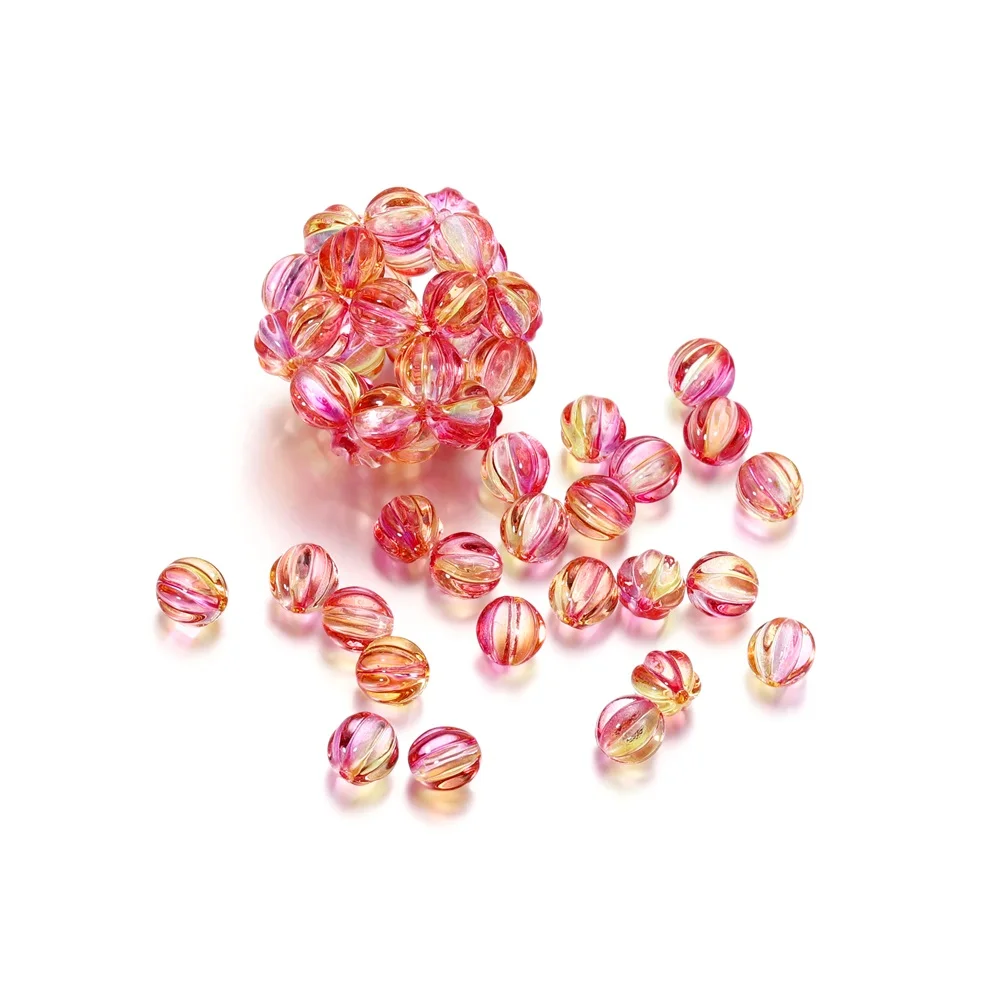 30Pcs Runde Kürbis Form 8mm Lampwork Acryl Lose Spacer Perlen Großhandel Handmade Für DIY Schmuck Machen Handwerk Liefert – Detail 10