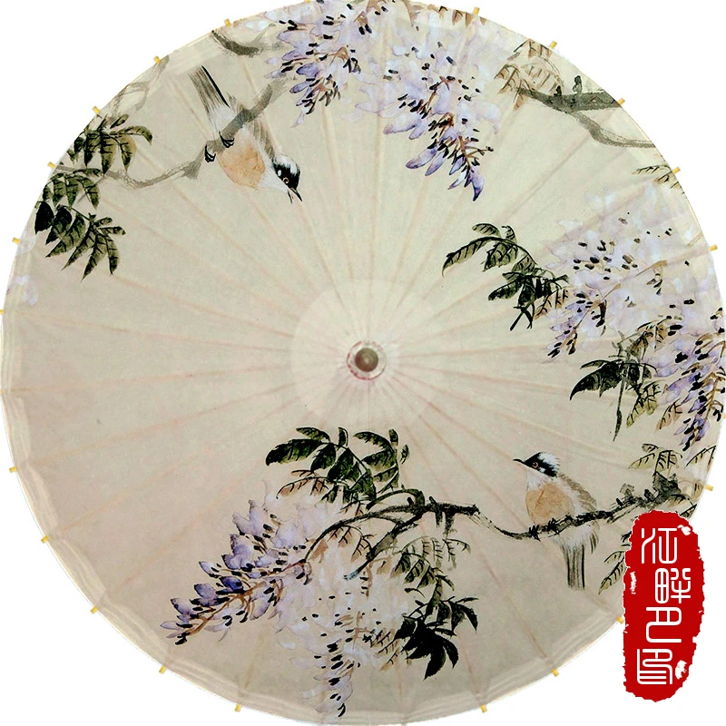 JPY Olied Paper Umbrella Rain Women Small Handmade Long handle Windproof Bamboo 24 Ribs Chinese Japanese | Дом и сад