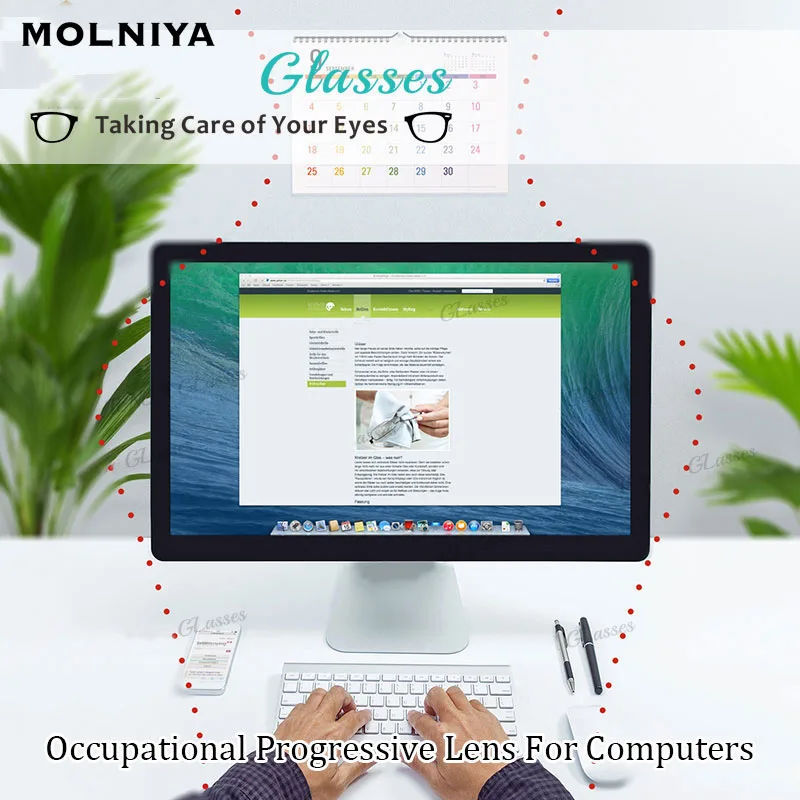 MOLNIYA 1,61 высокая индекс компьютерная работа цифровая прогрессивной формы линзы для защиты глаз 2 шт