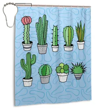 

Shower Curtain Cactus Succulent House Plants Cacti Desert Garden Bathroom Curtain With Hooks Durable Waterproof Fabric Bath