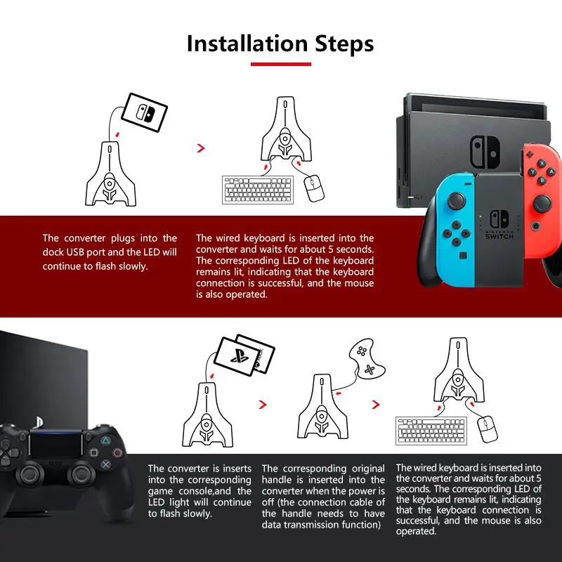 Gaming Keyboard Mouse Converter Adapter For Nintendo Switch PS4 Xbox One PS3 Console with 3 5mm Headphone Jack Game Accessories