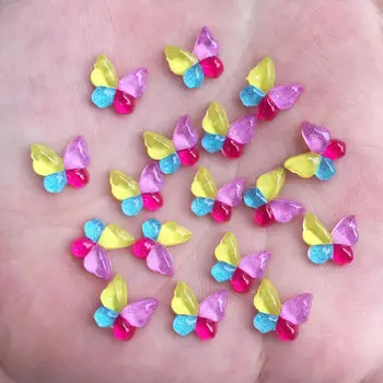 

40pcs Bling Resin 10mm Colorful Butterflies Flatback Rhinestone Ornaments DIY Wedding Greeting Card Buttons W735
