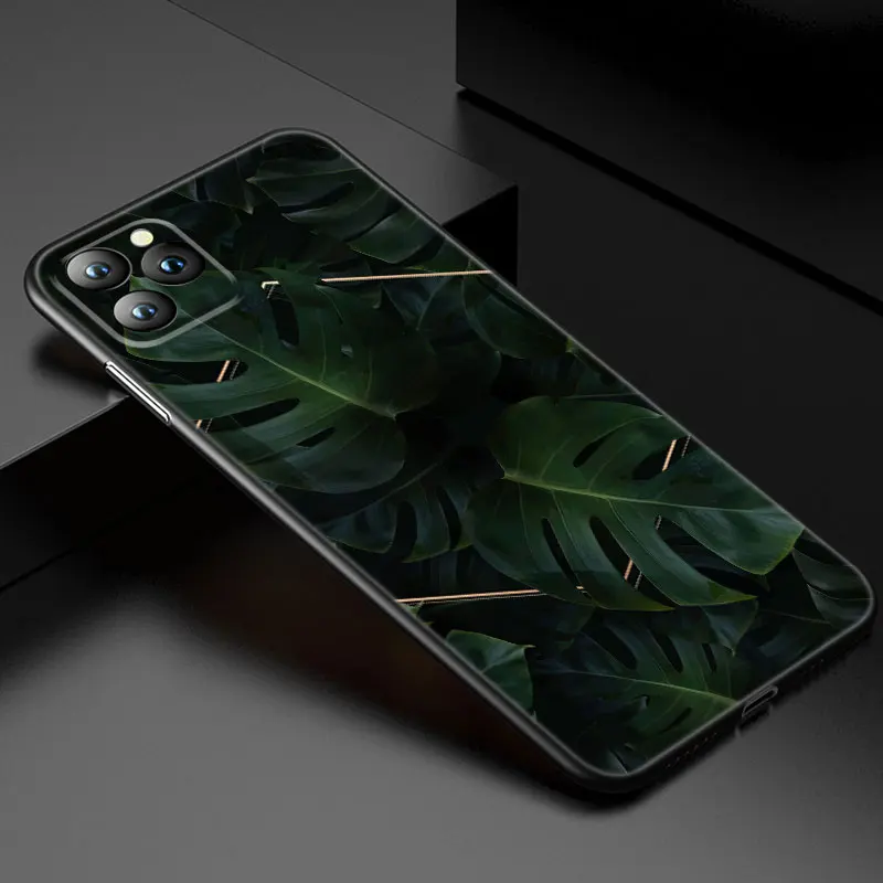 Tropical Green Plant Leaf Phone Case For Apple iPhone 13 12 Mini 11 Pro XS Max XR X 8 7 6S 6 Plus 5S 5 SE 2020 Soft Black Cover- Hcbefe0d0b7f741cd8f40790aa43f11e68