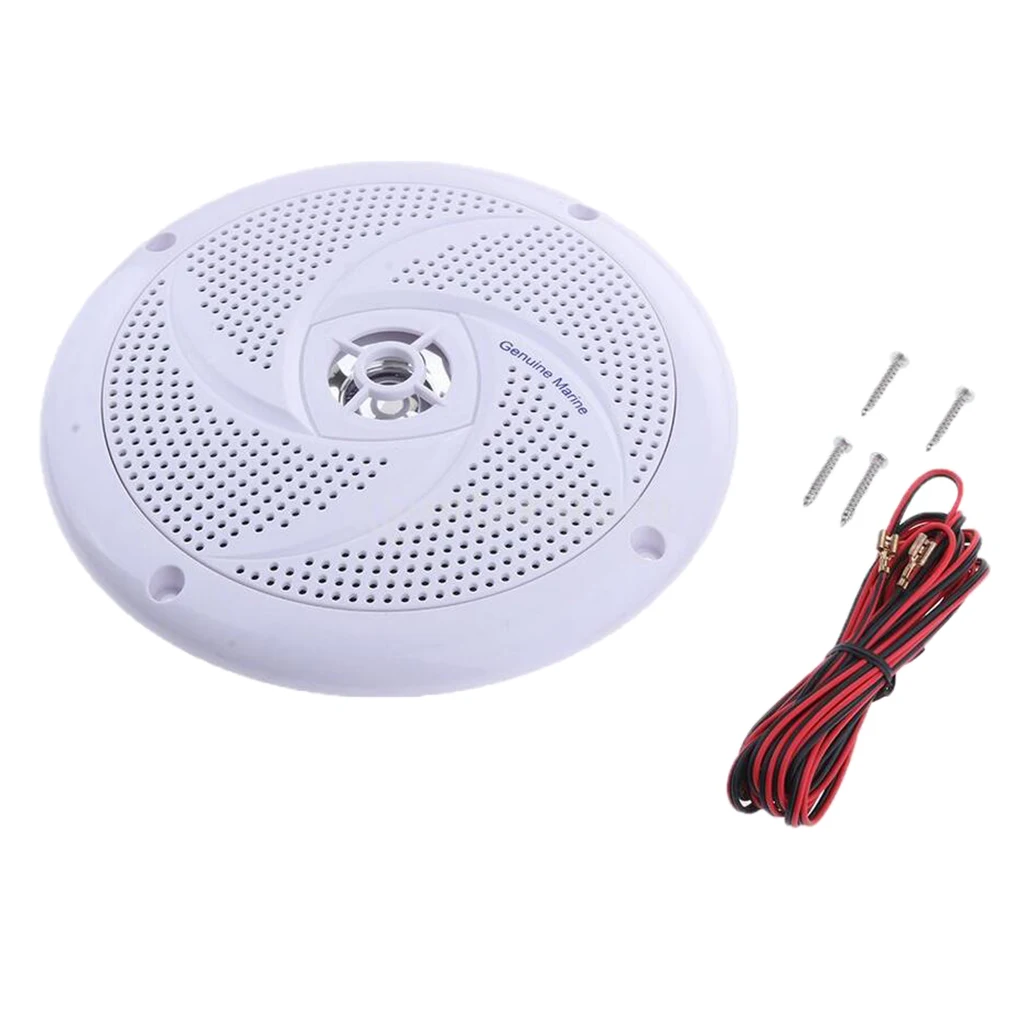6.5 inch Marine Stereo Boat Speakers Amplified Full Range Stereo Sound Weather Resistant Flush Mount with 60W Power - White