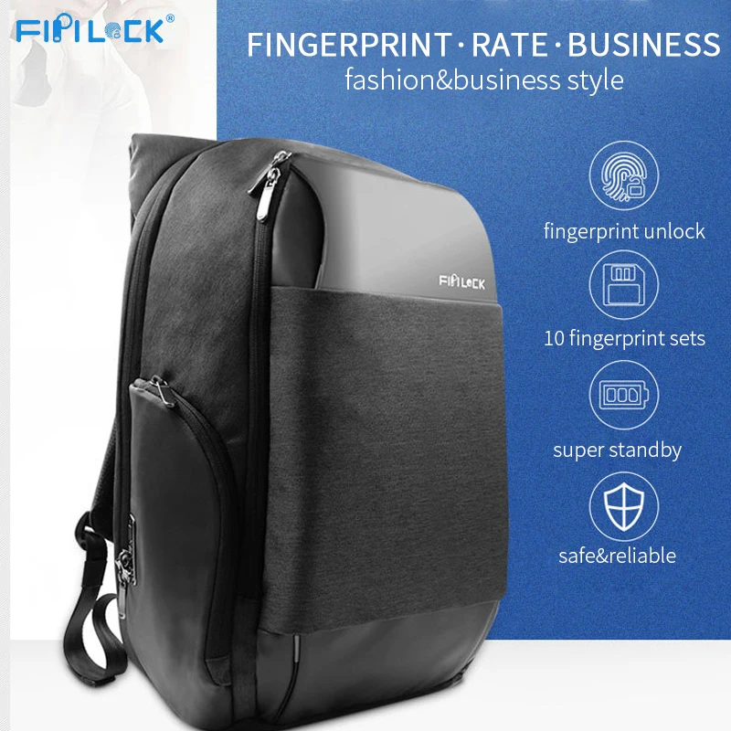 

Fipilock FL-V3 Fingerprint Backpack USB Lock Motorcycle Anti-Theft Bag Smart Keyless Locks Fingerprint Backpack Portable Charger
