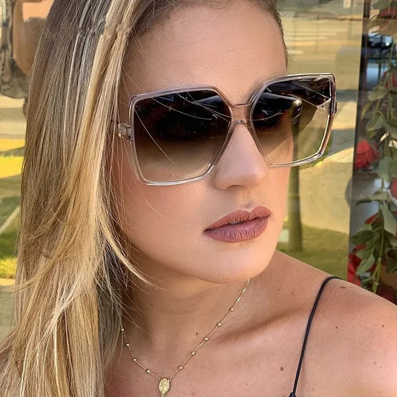 Lunettes De Soleil Femme Format Carré Surdimensionné, Monture Métal, Protection UV, Voyage Et Plage