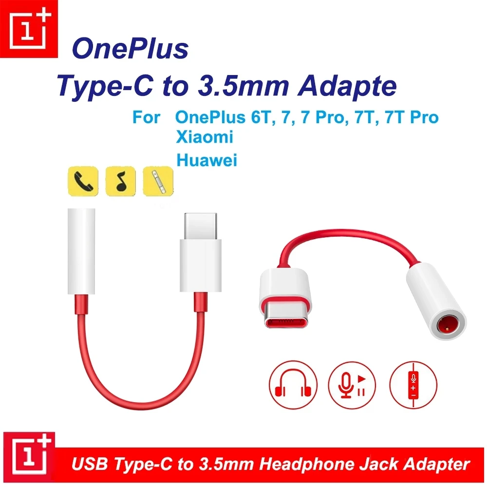 Original Oneplus Earphone Jack Adapter Type C To 3.5mm Headphone