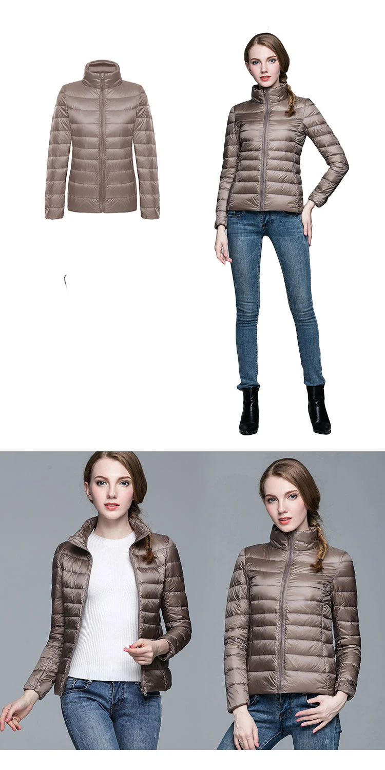 Jaqueta tipo Duck Down e Portátil Fino para Outono à Prova de Vento Parka com Parka Cabolsa Feminino Ultraleve 2021 8 High Quality Moda Feminina
