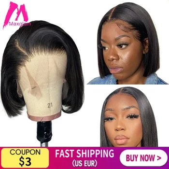 

Short Bob Wig Human Hair Lace Front Wigs Straight Brazilian Lace Frontal Natural Long Pre plucked for Black Women Remy Hair