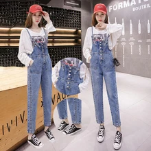 Джинсы женские новые весенние осенние джинсовые комбинезоны и Комбинезоны женские подтяжки брюки женские свободные комбинезоны