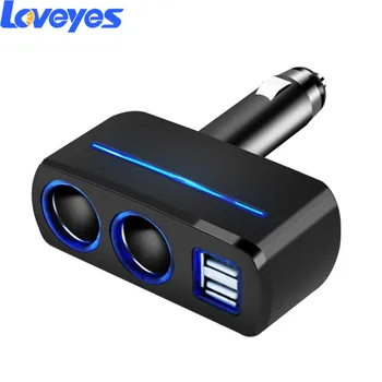 

3.1A Dual USB Car Cigarette Adapter Socket Two Point Cigarette Lighter Car Charger 12V Black White Vehicle Power Splitter 1918