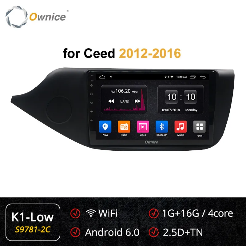 Ownice Android 9,0 2din автомобильный мультимедийный плеер wifi Bluetooth gps Navi k3 k5 k6 для 2012 2013 Kia Ceed 4G 360 Panorama DSP - Цвет: S9781-2 K1 LOW