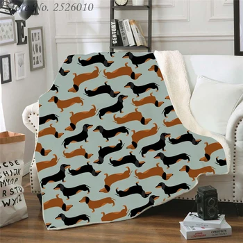 

Throw Blanket Dachshund 3D Velvet Plush Blanket Bedspread for Kids Girls Sherpa Blanket Couch Quilt Cover Travel 01