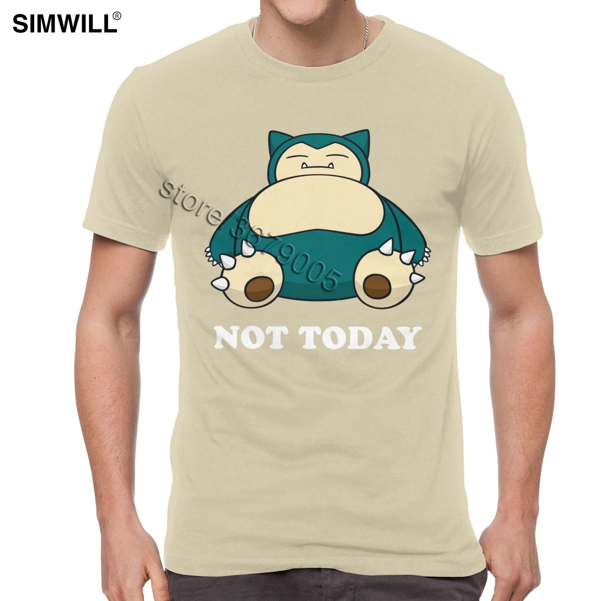 Модная футболка Snorlax Not Today, забавные летние футболки с покемонами, Мужская хлопковая футболка с коротким рукавом, уличная футболка с рисунком храпа - Цвет: Хаки