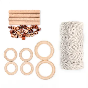 

Macrame Cord Natural Cotton Rope m with Wood Ring Wood Stick for DIY Teether Macrame Kit Wall Hanging Plant Hanger