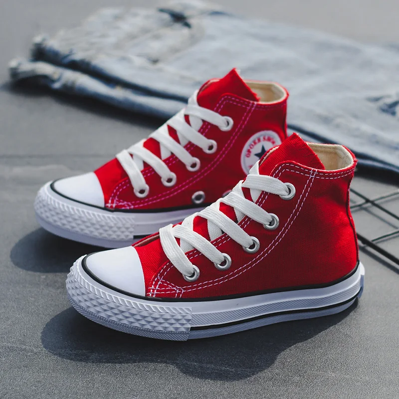 

New 2019 Baby Shoes Size 20-39 Toddler Girls Sneakers High Top Canvas Lace Up Toddler Baby First Step Boys Sneakers Canvas Boots