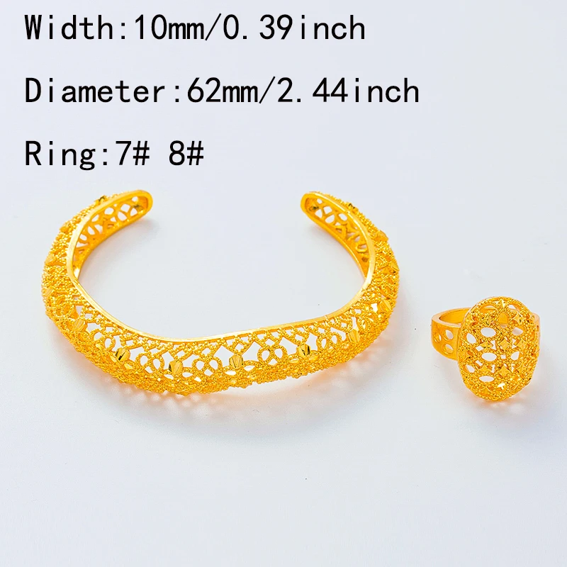 10mm/62mm Ethiopain African Dubai Bangles Bracelets With Ring Gold Bangles for Women Arabic Muslim Ring Jewelry Wedding Gift