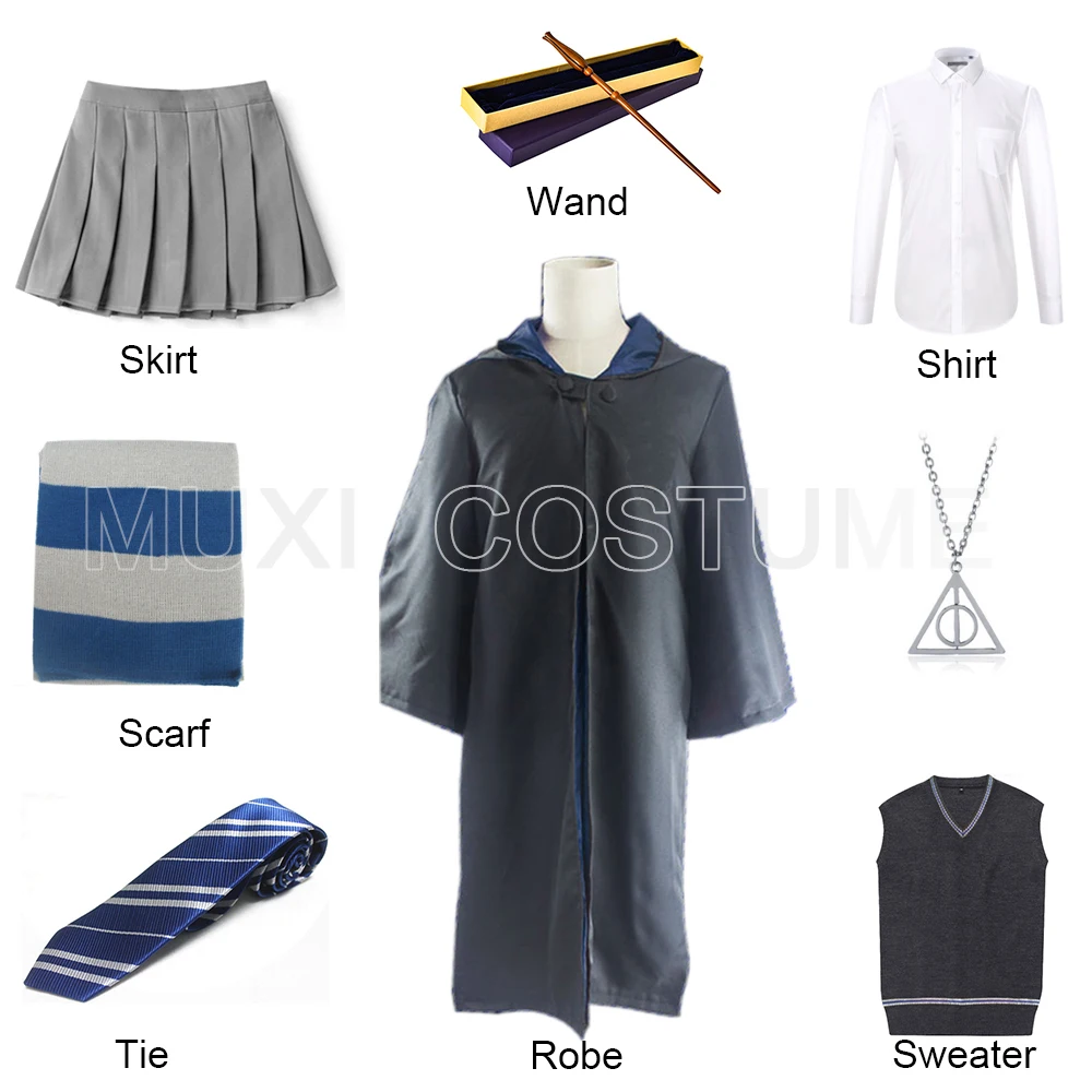 Free Shipping Cosplay Robe Cloak Sweater Shirt Skirt Tie Badge Scarf Wand NecklaceCostume |