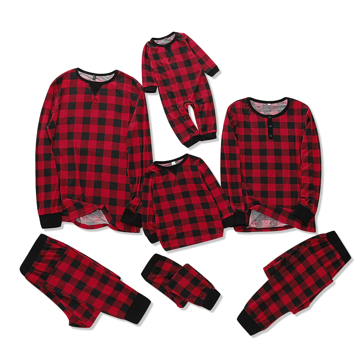 Одинаковые клетчатые пижамы для всей семьи; красная одежда для сна для женщин и детей; одежда для близнецов и сестер; хлопковые детские комбинезоны; одежда для мамы и меня