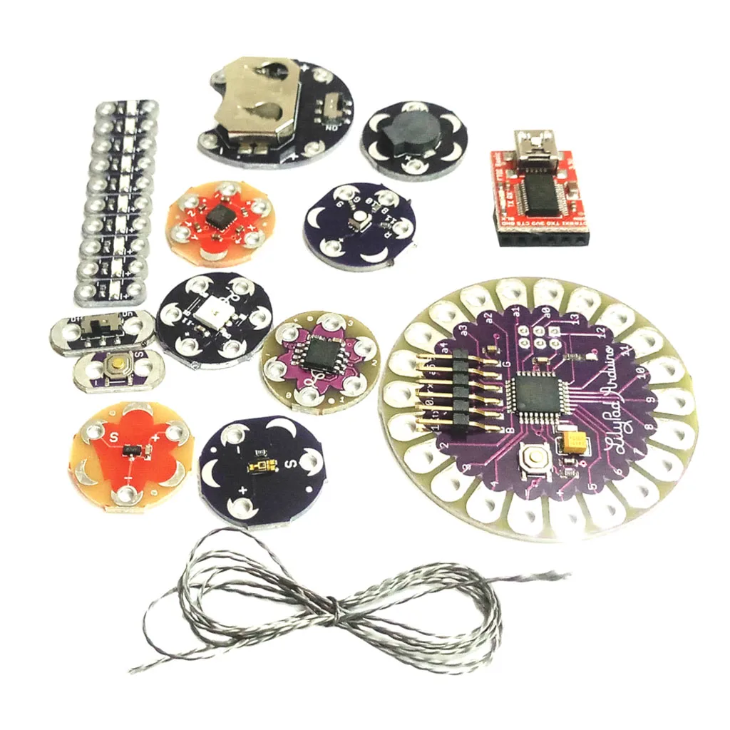 Lilypad Arduino Kit Wearable Sewable Led Suite ATmega328P Temp Sensor Buzzer