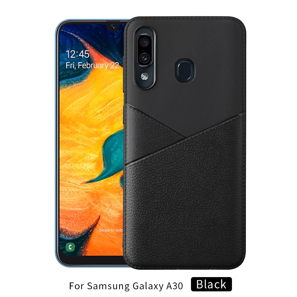 black Для samsung A50 чехол силиконовый кожаный чехол с узором для samsung A70 чехол противоударный S10 чехол мягкий для Galaxy A30 A40 Note 10 Plus S10 Plus - Цвет: black