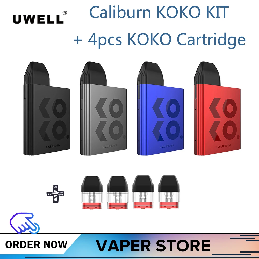 Оригинальный набор для электронной сигареты Uwell Caliburn KOKO с 4 картриджами 520 мАч