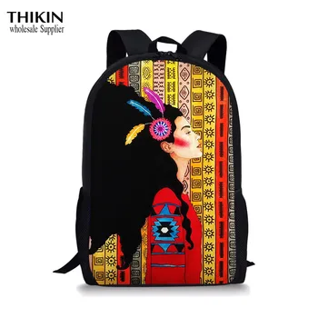 

THIKIN Magic Afro Lady Printing School Bag for Teenager Girls Schoolbag Children Cartoon Casual Student Book Bag Mochila Custom