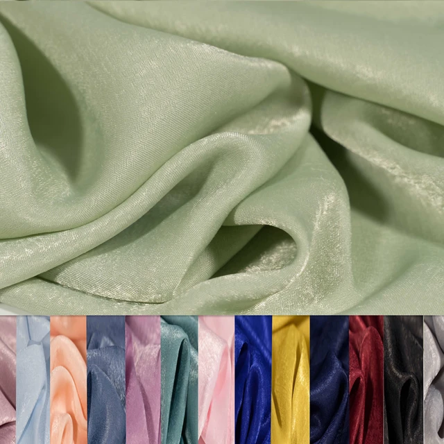 3/5/10m Shiny Crinkle Crepe Silky Satin Fabric Material for Sewing