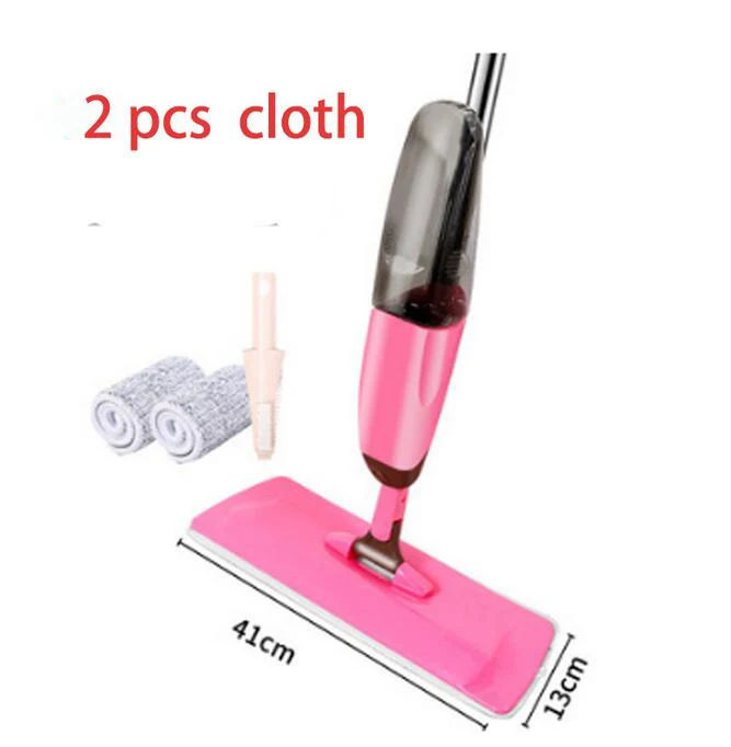 Pink 1 MOP 2 cloth Распылительная Швабра многоразовые подушечки из микрофибры 360 градусов с металлической ручкой для выдавливания водяных швабр керамическая плитка для дома большая плоская Чистка пола FT002 - Цвет: Pink 1 MOP 2 cloth