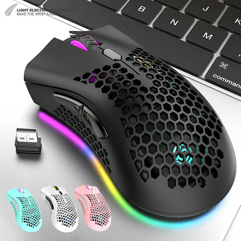 Цветная (RGB) Светодиодный светящийся Беспроводной игровой Мышь для компьютера 12000