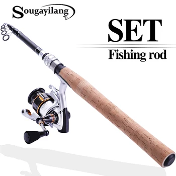 

Sougayilang1.8-2.4m Telescopic Spinning Fishing Combo Portable Ultralight Rod and 13+1 5.1:1 High Speed Gear Ratio Fishing Reel