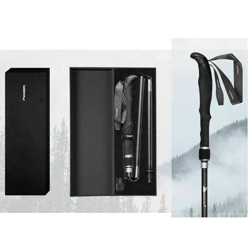 

Collapsible Trekking Pole Black Folding Retractable Walking Stick Cane Support Outdoor Camping Hiking Gear Equipment