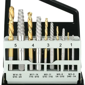 

10PC Iron Box Screw Extractor Set Easy Out Broken Bolt Drill Extractor Combination Set