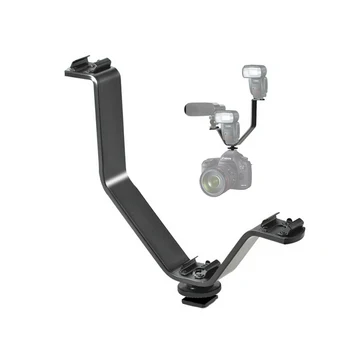 

DSLR Triple 1/4 Thread Hole V Mount Flash Bracket 3 Hot Shoe For Video Lights Microphones Monitors To Cameras Camcorders