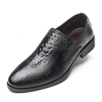 

LIMEIKE Brand Men Wedding Oxford Leather Shoes Formal Crocodile Business Men's Shoes Men Loafers Flats