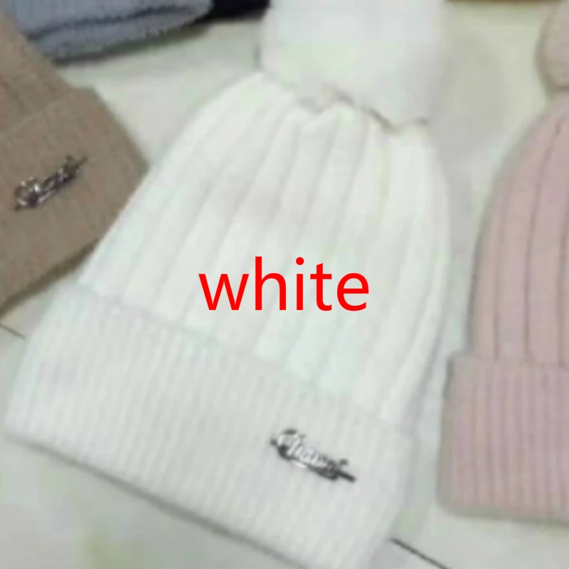 2019-white Шапка из кроличьего меха, шерстяные шапки, японские яркие зимние, бархатные, теплые, вязаные, одноцветные, дикие, повседневные, головные уборы - Цвет: 2019-white